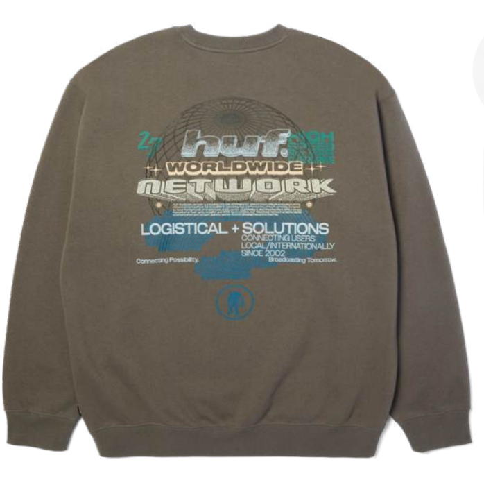 HUF 'Worldwide Network' Crewneck - Grey