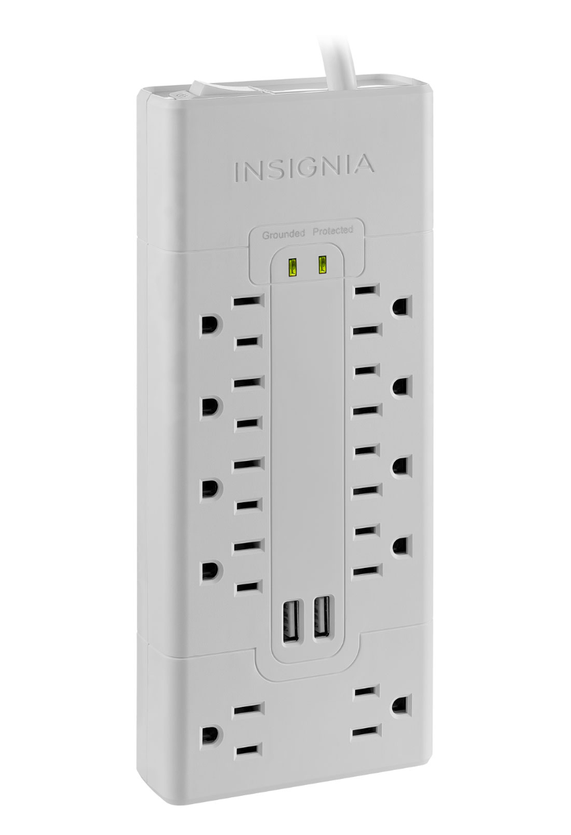 Insignia 10-Outlet Surge Protector with 2 USB Ports