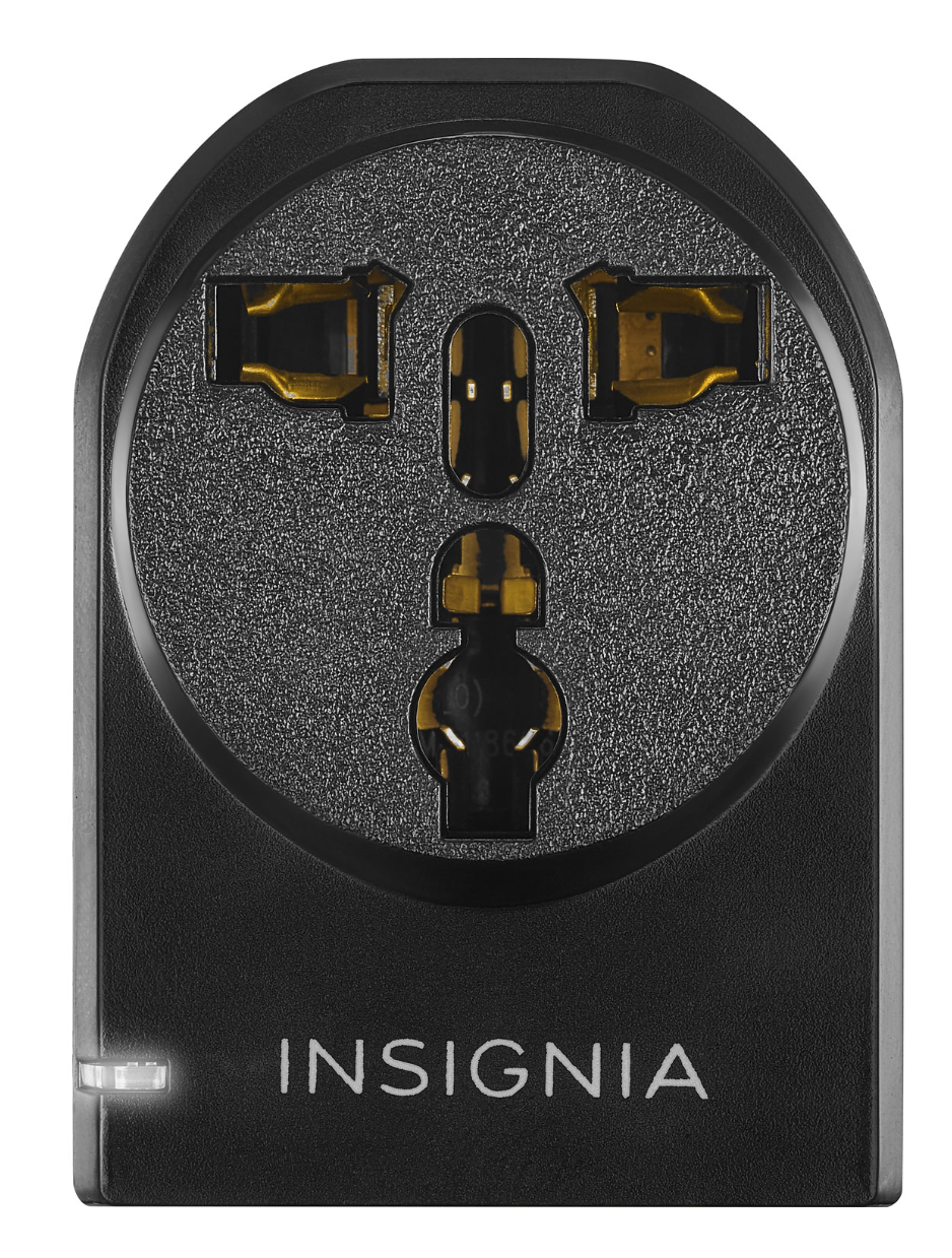 Adaptateur de voyage avec mise à la terre d'Insignia - Noir