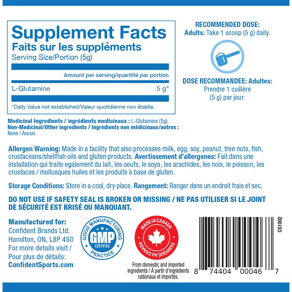 Confident Sports GLUTAMINE, 125g