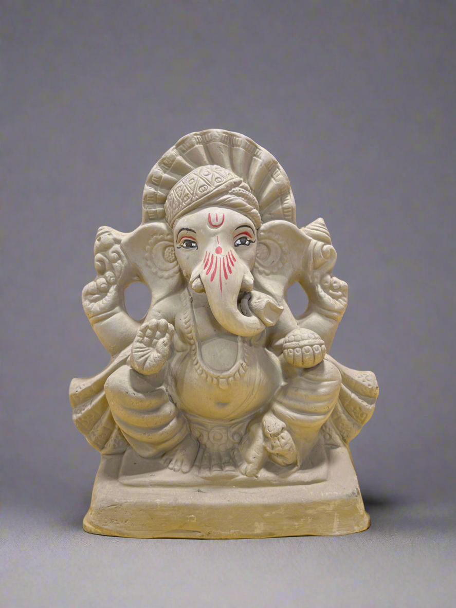 Divine Ganesh Statue Plain 6'' (Eco-Friendly)