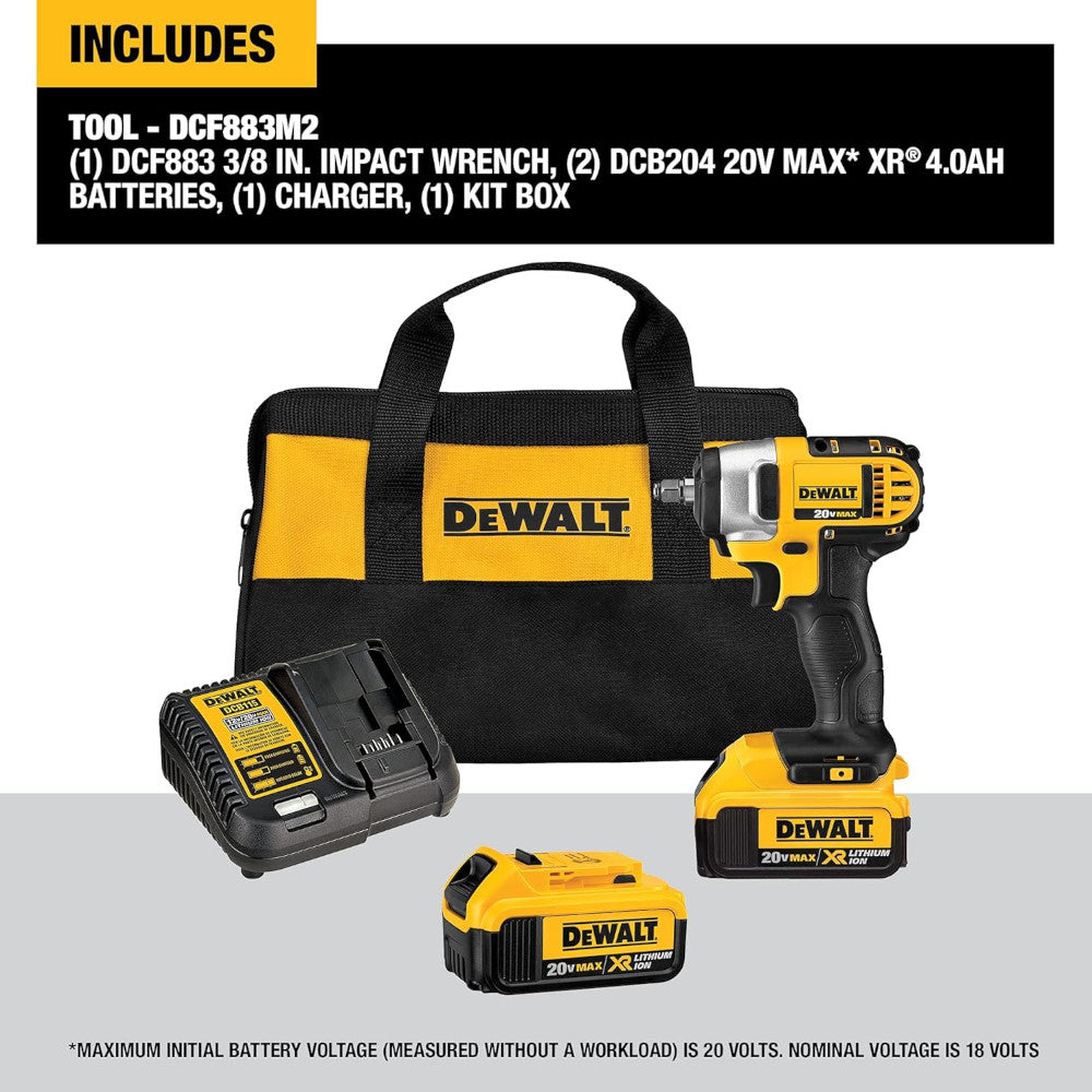 DEWALT 20-volt MAX Lithium Ion 3/8-Inch Impact Wrench Kit with Hog - Refurbished with Dewalt Warranty - DCF883M2