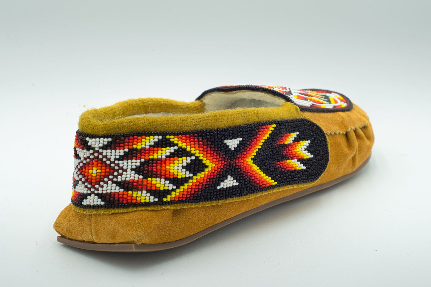 Thunderbird Beaded Cow Suede Moccasins – Fleece Lined