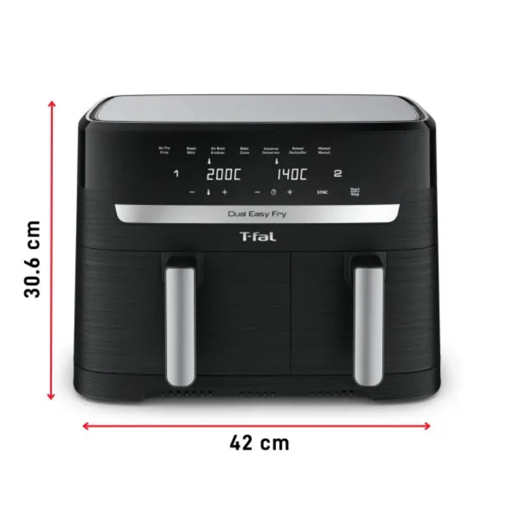T-FAL EY901850 Dual Easy Fry Air fryer & Grill - Blemished package with full warranty