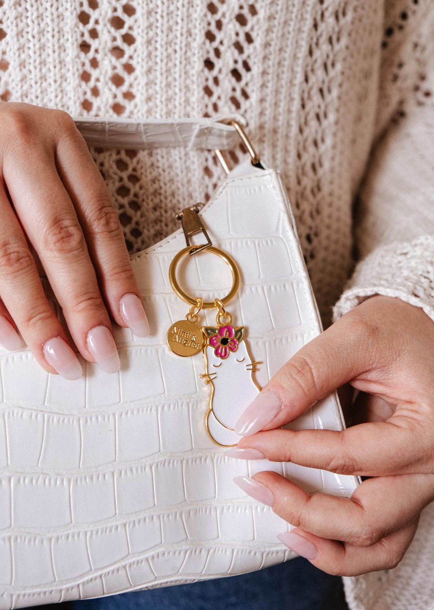 Floral Cat Keychain