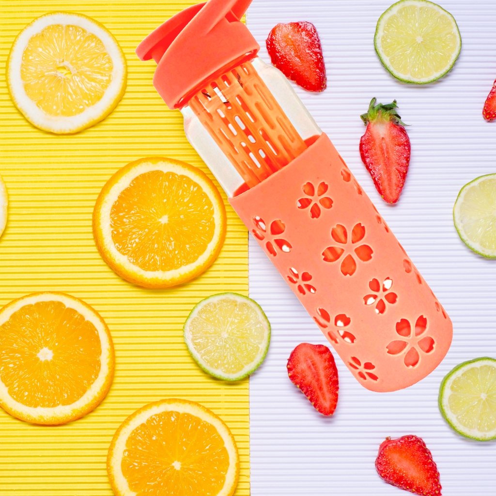 PürAthletics GLASS WATER BOTTLE WITH INFUSER, 22oz.