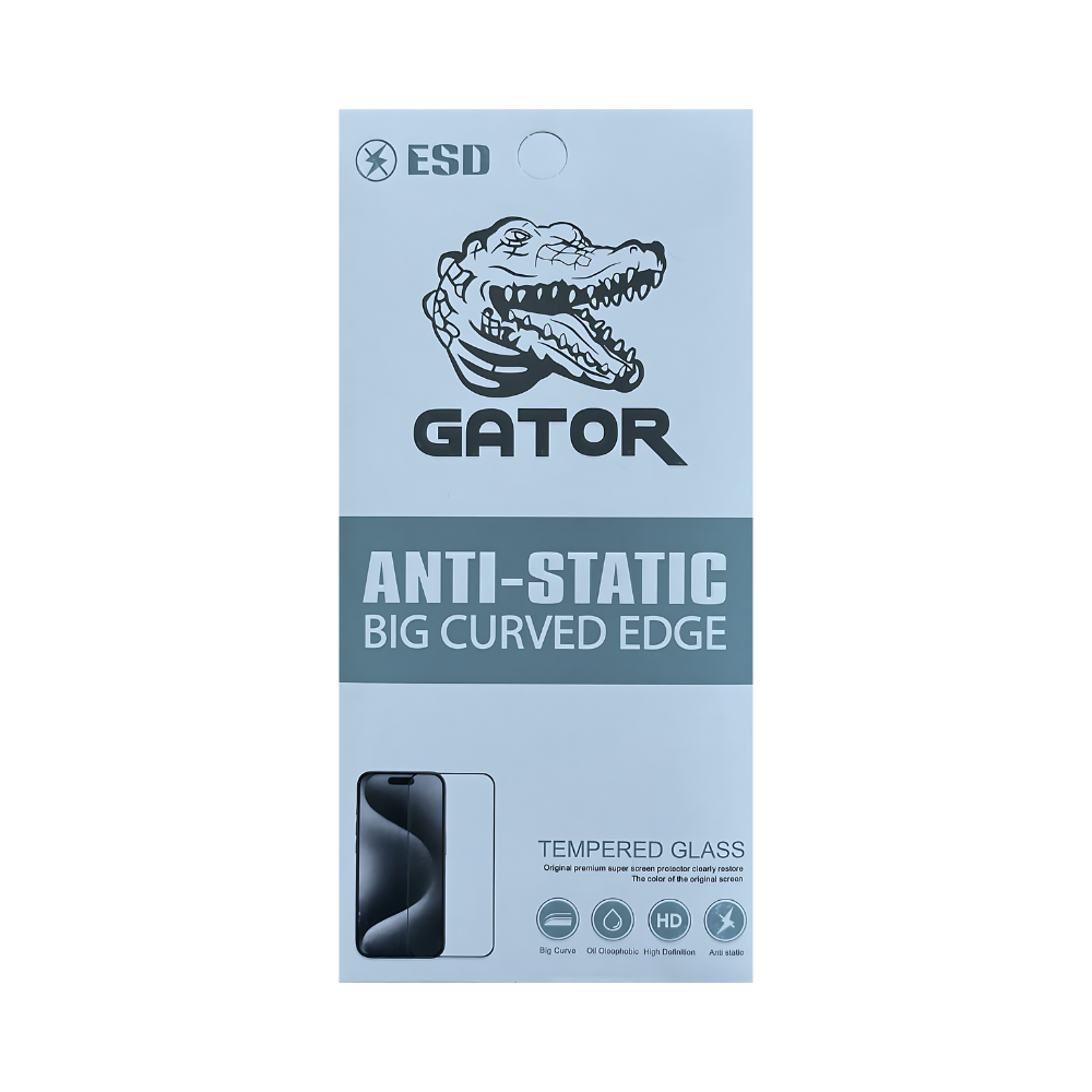 Verre trempé Gator pour iPhone 15 Pro Anti-static - noir