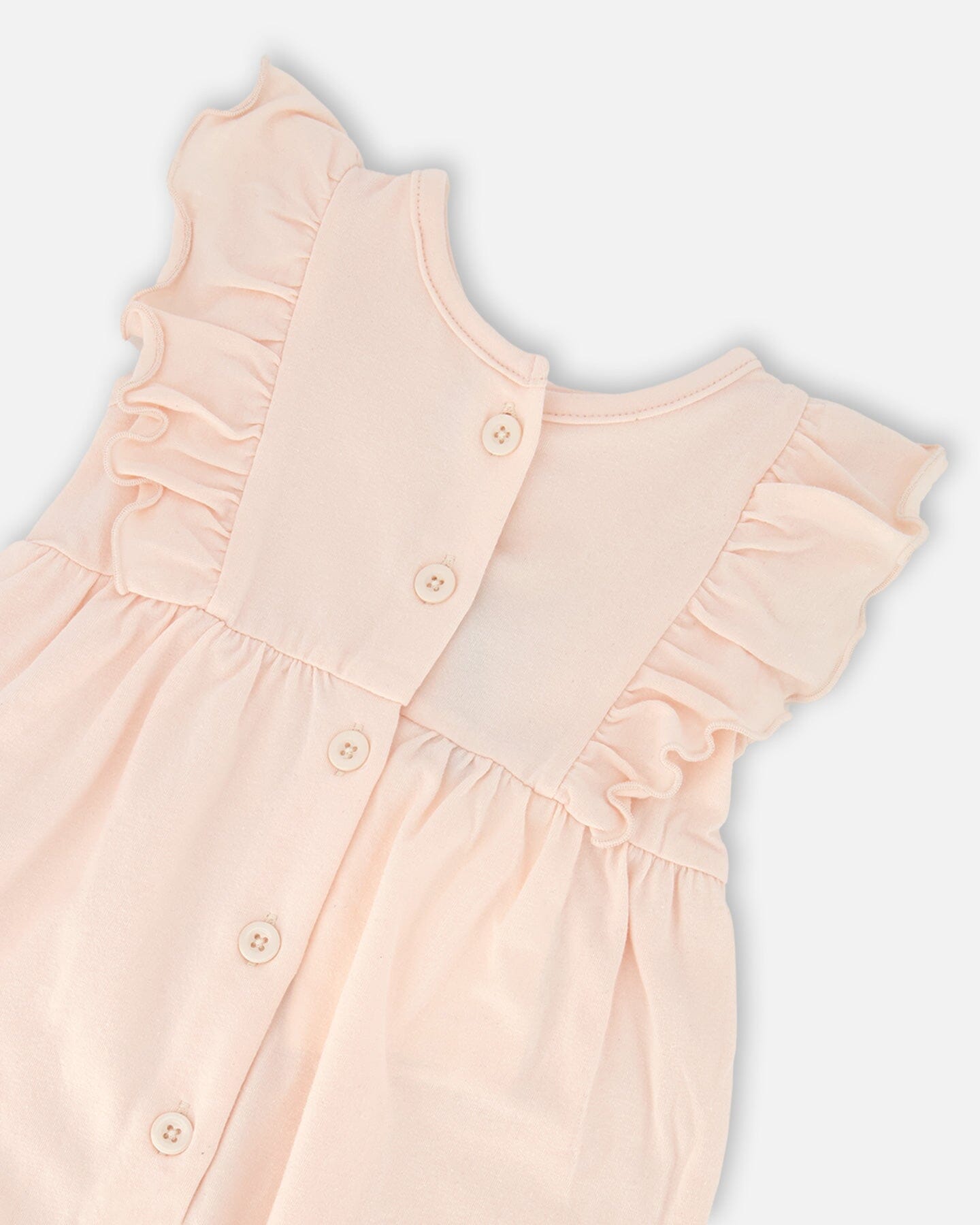 Organic Cotton Jersey Romper With Frills Peach