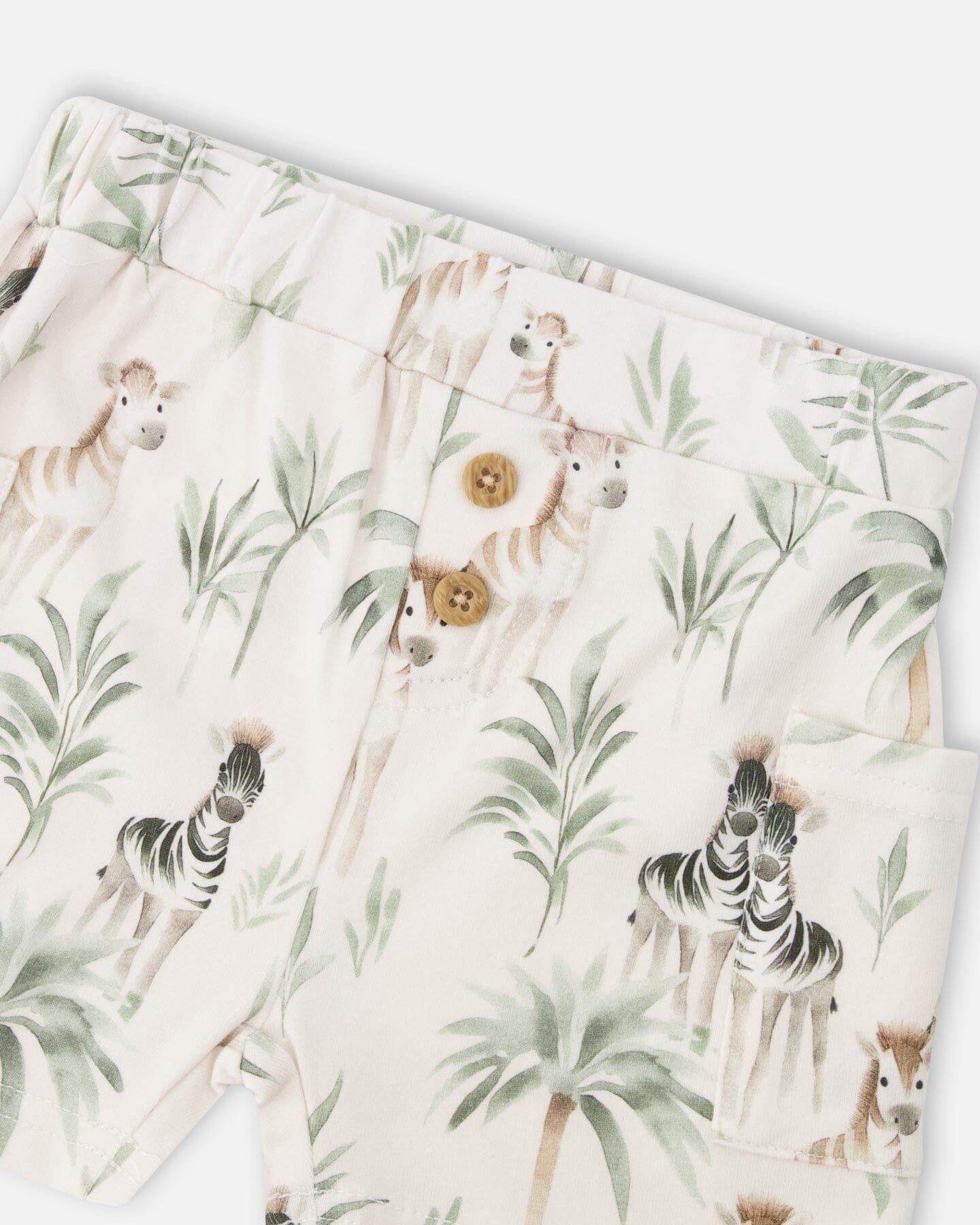 Cotton Rib Jersey T-Shirt And Organic Cotton Jersey Short Set Caramel And Beige Zebra Print