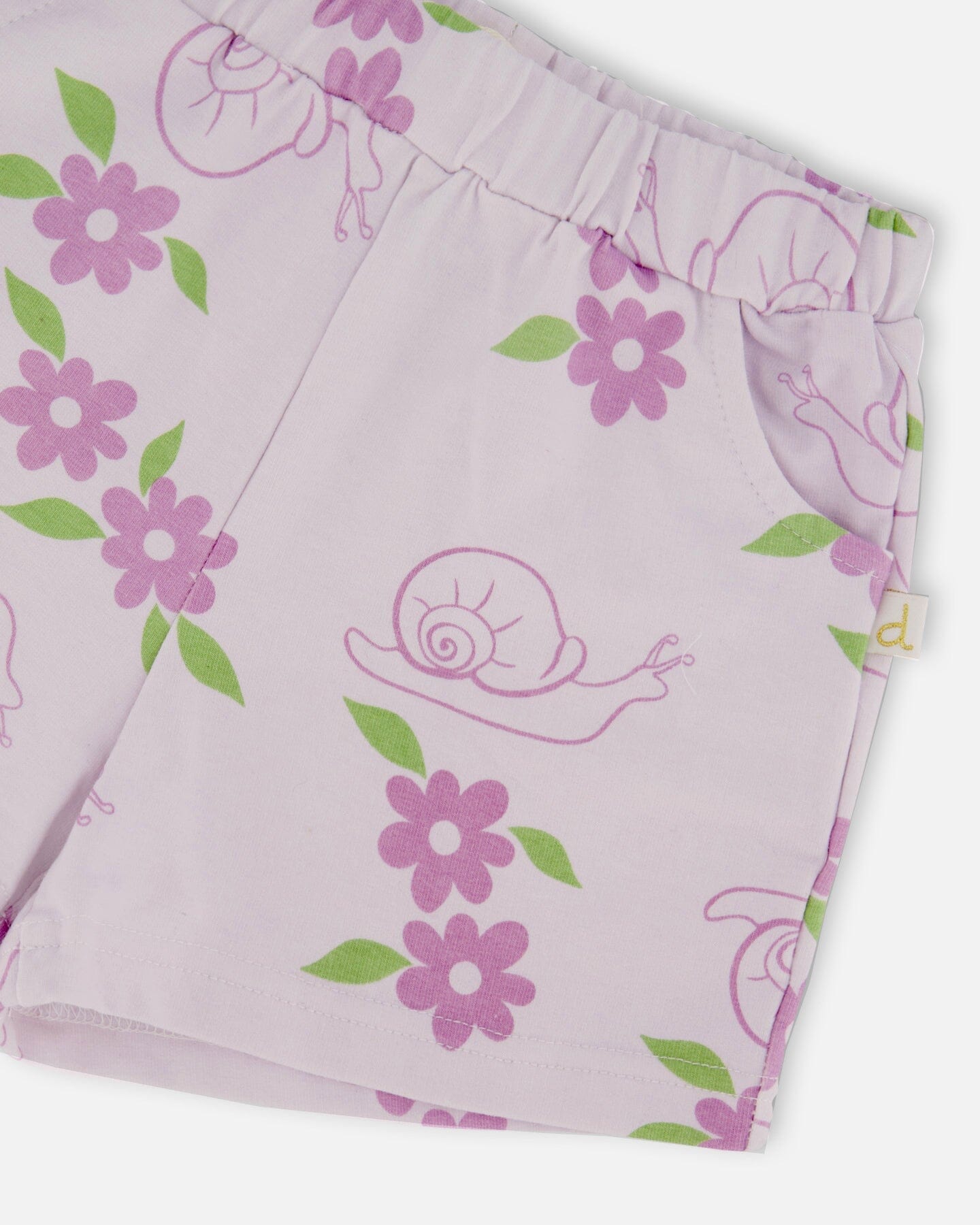 French Terry Shorts Lilac Snails Print
