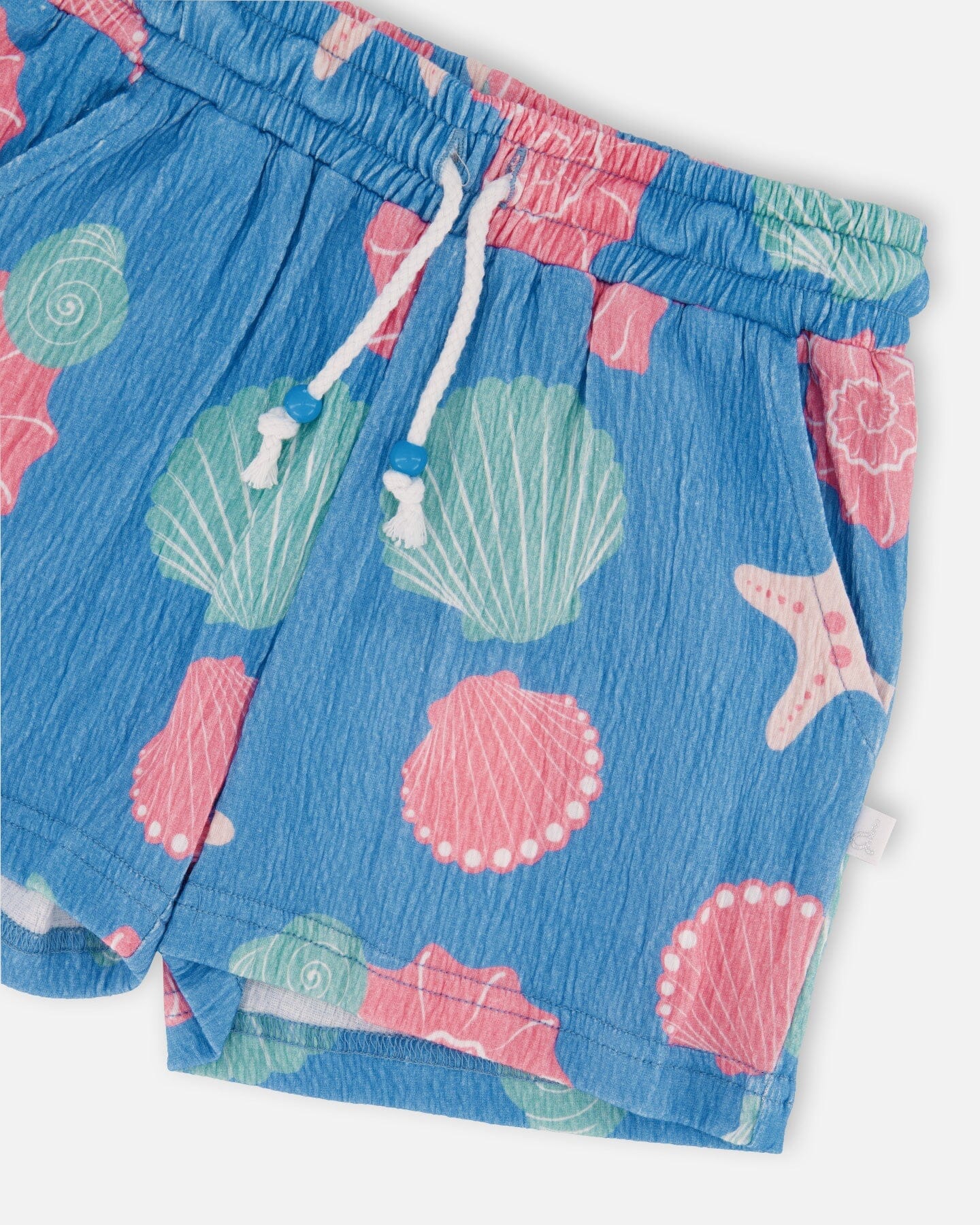 Crinkle Jersey Shorts Blue Shell Print