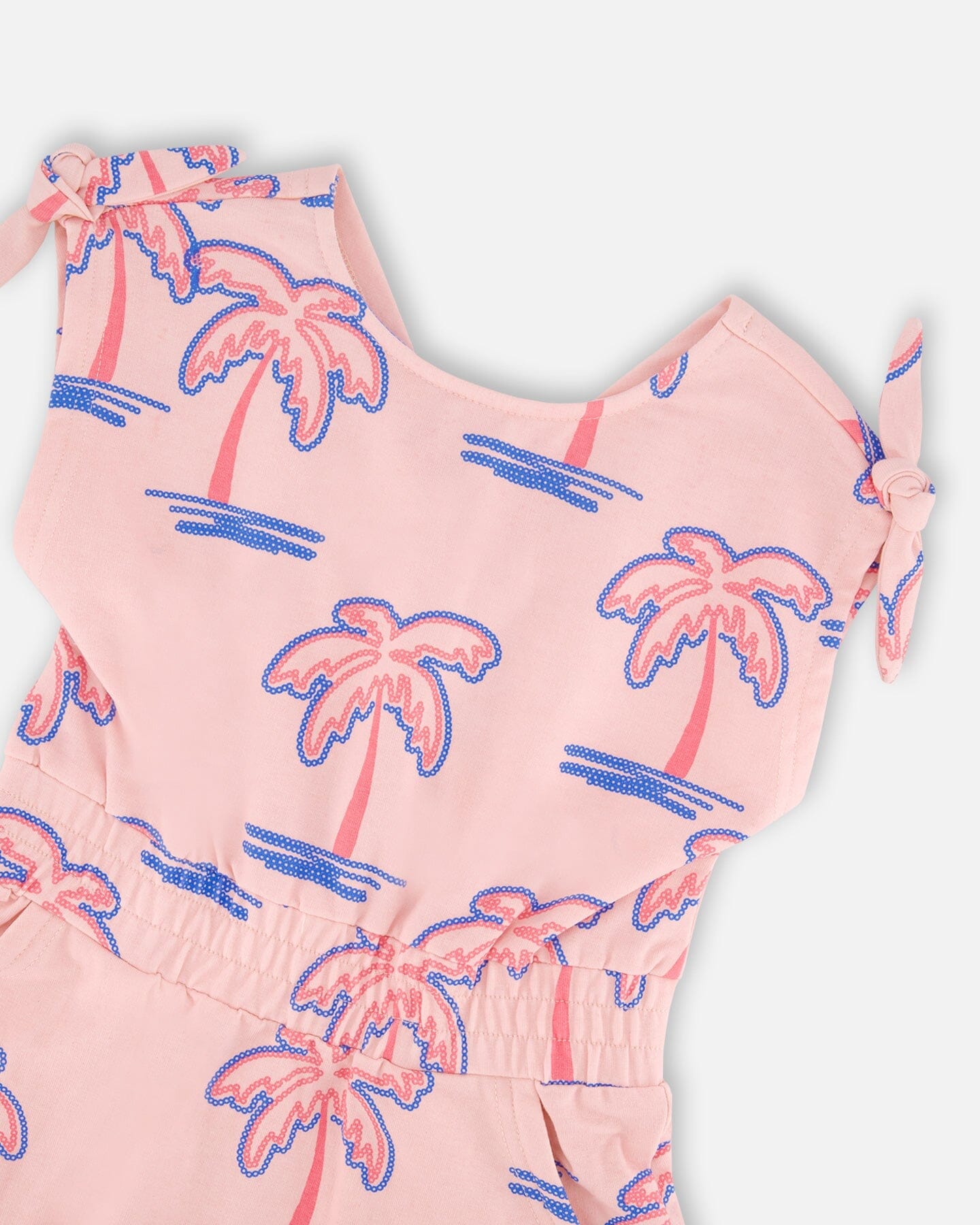 French Terry Dress Light Pink Palm Print
