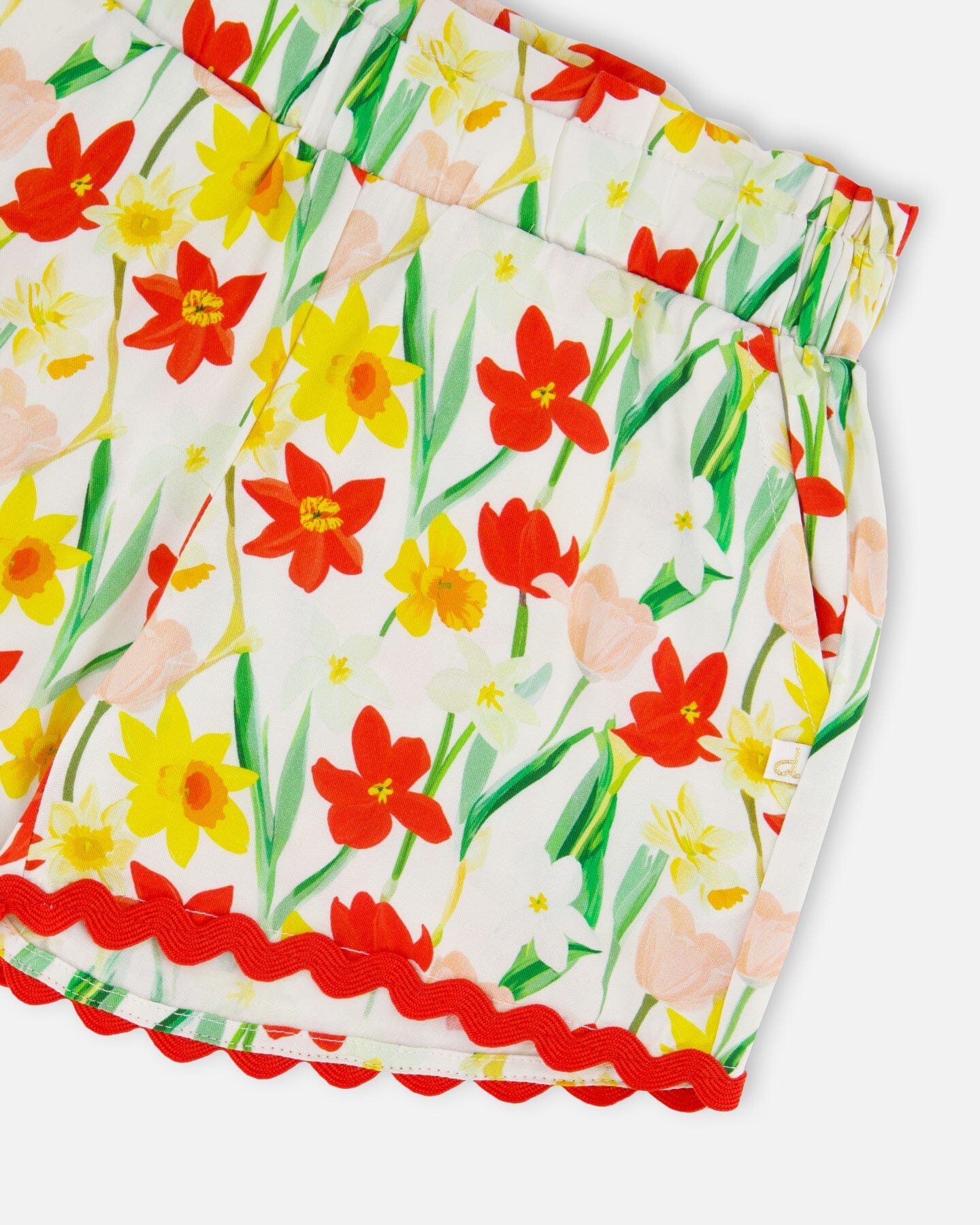 Viscose Shorts White Daffodil Print