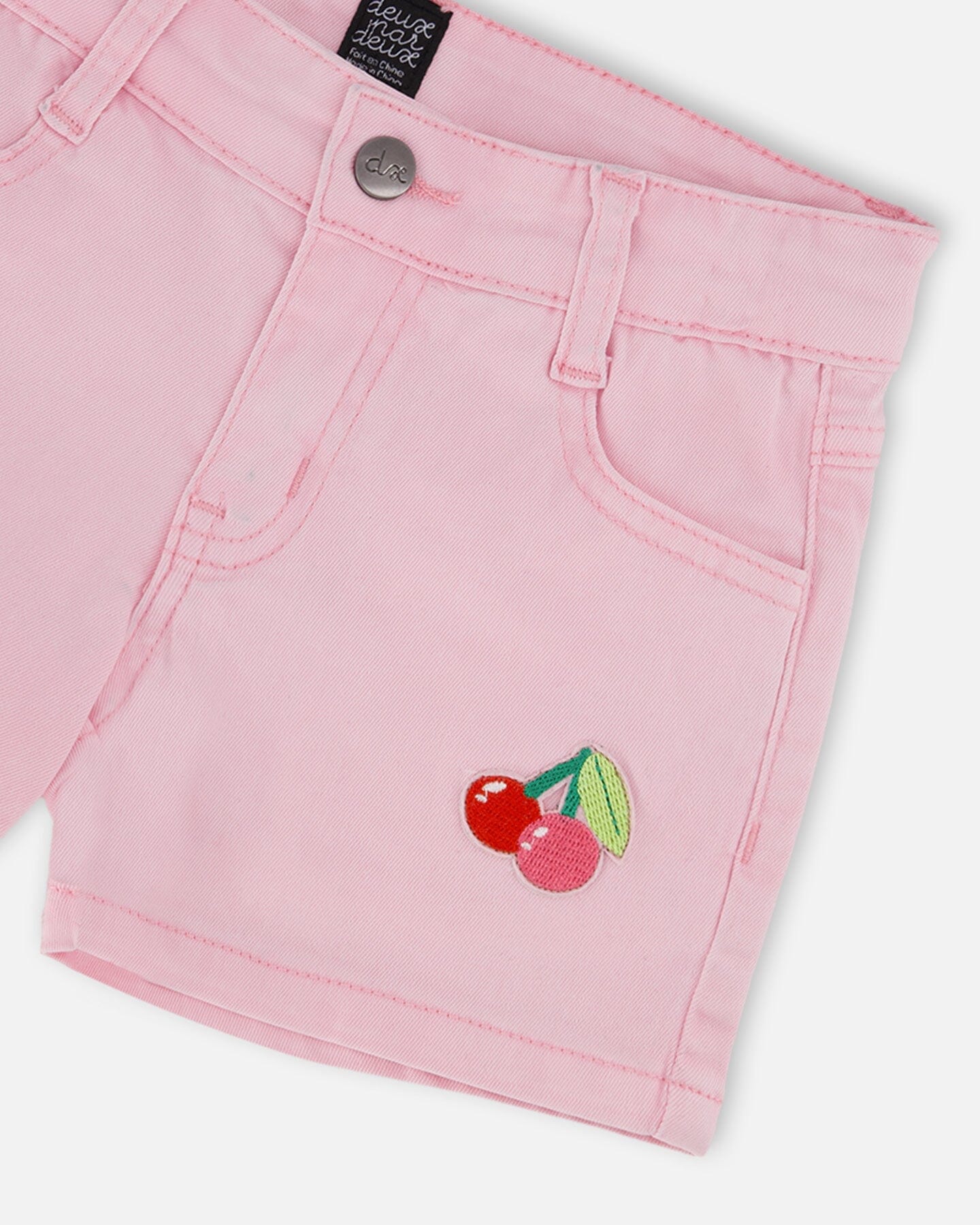 Pink Denim Shorts With Embroidery