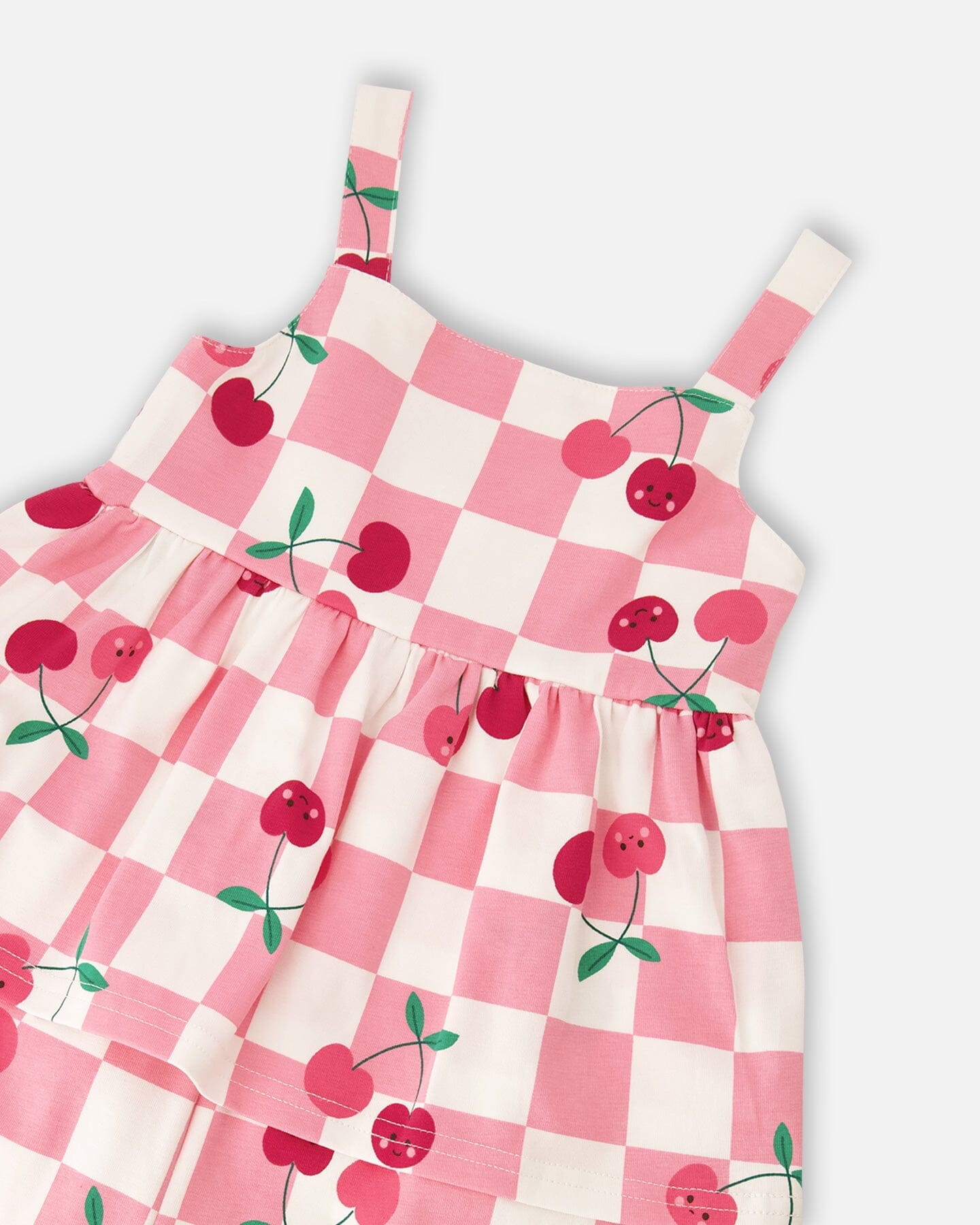 Organic Cotton Jersey Romper Pink Printed Cherries