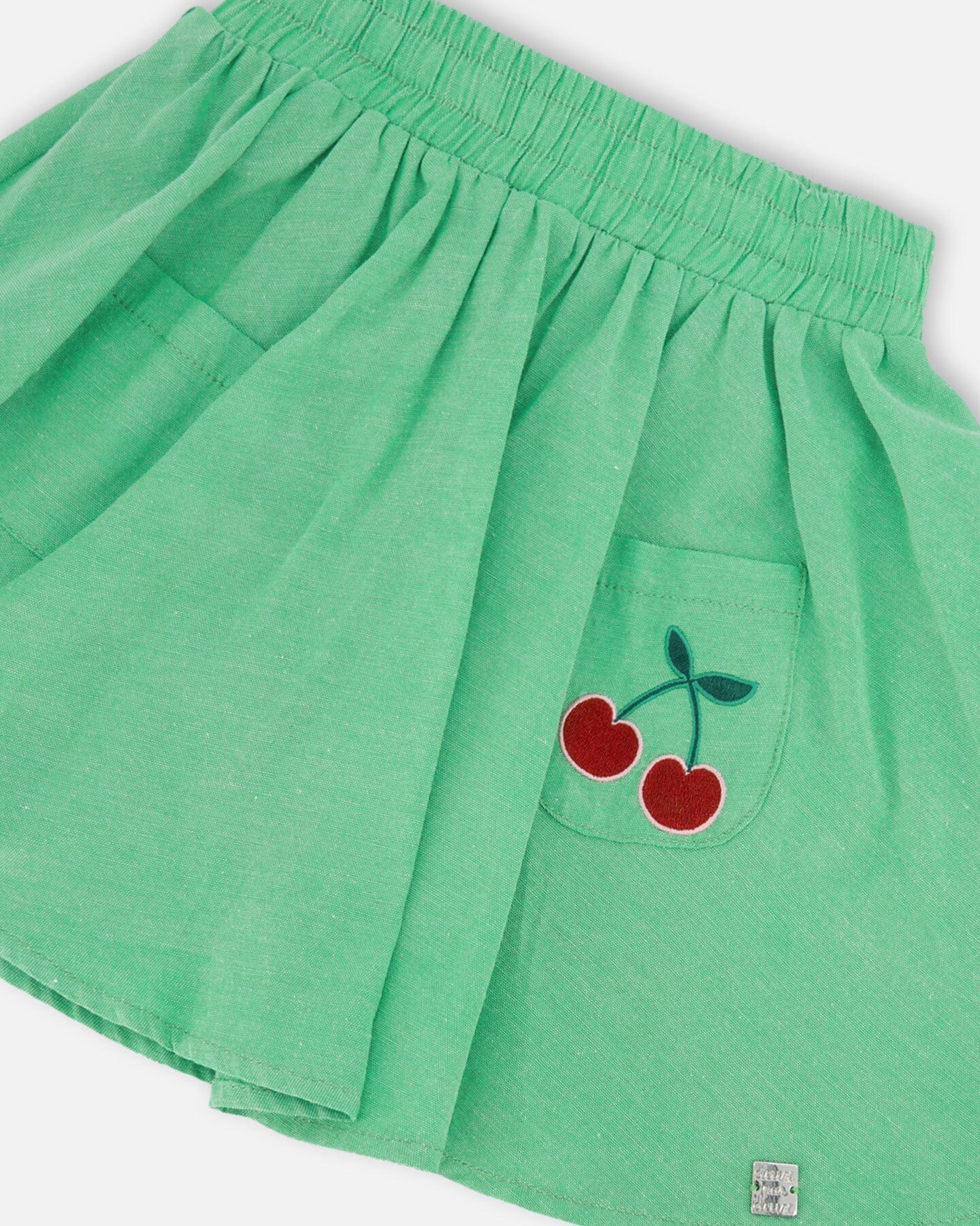 Organic Cotton Skort With Embroidery Green