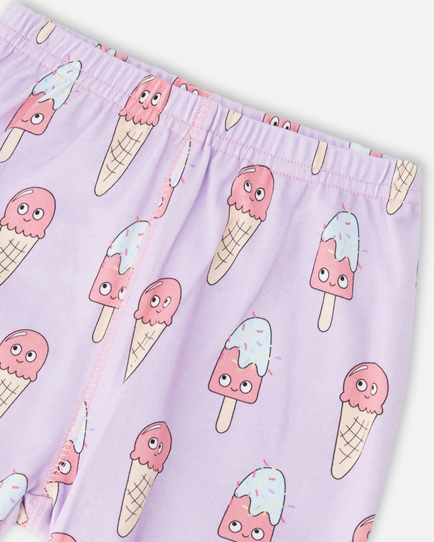 Organic Cotton Two-Piece Pyjama Set Lilac Printed Ice Creams