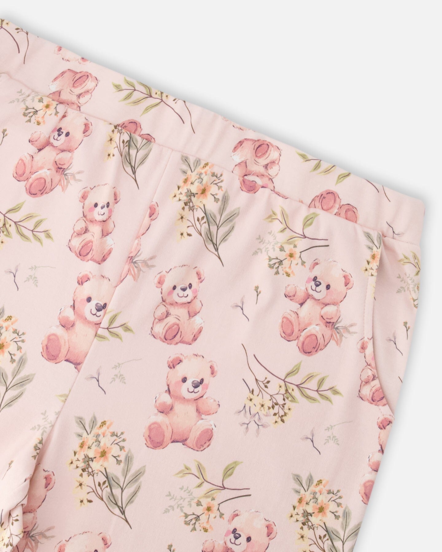 Organic Cotton Women Two-Piece Pyjama Set Pale Pink Bear Print