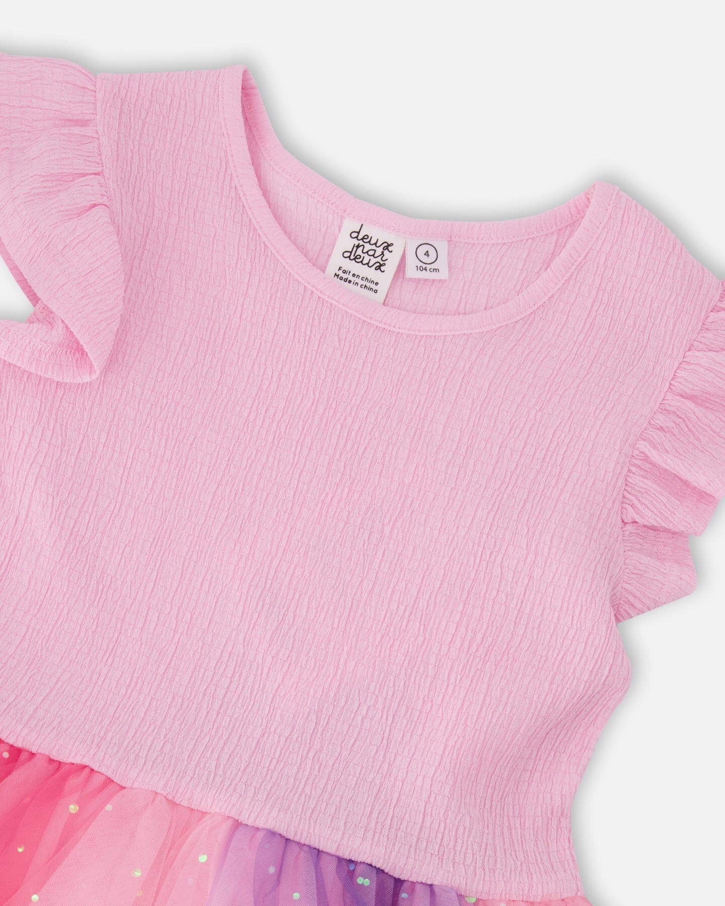 Bi-Material Mesh Dress Pale Pink
