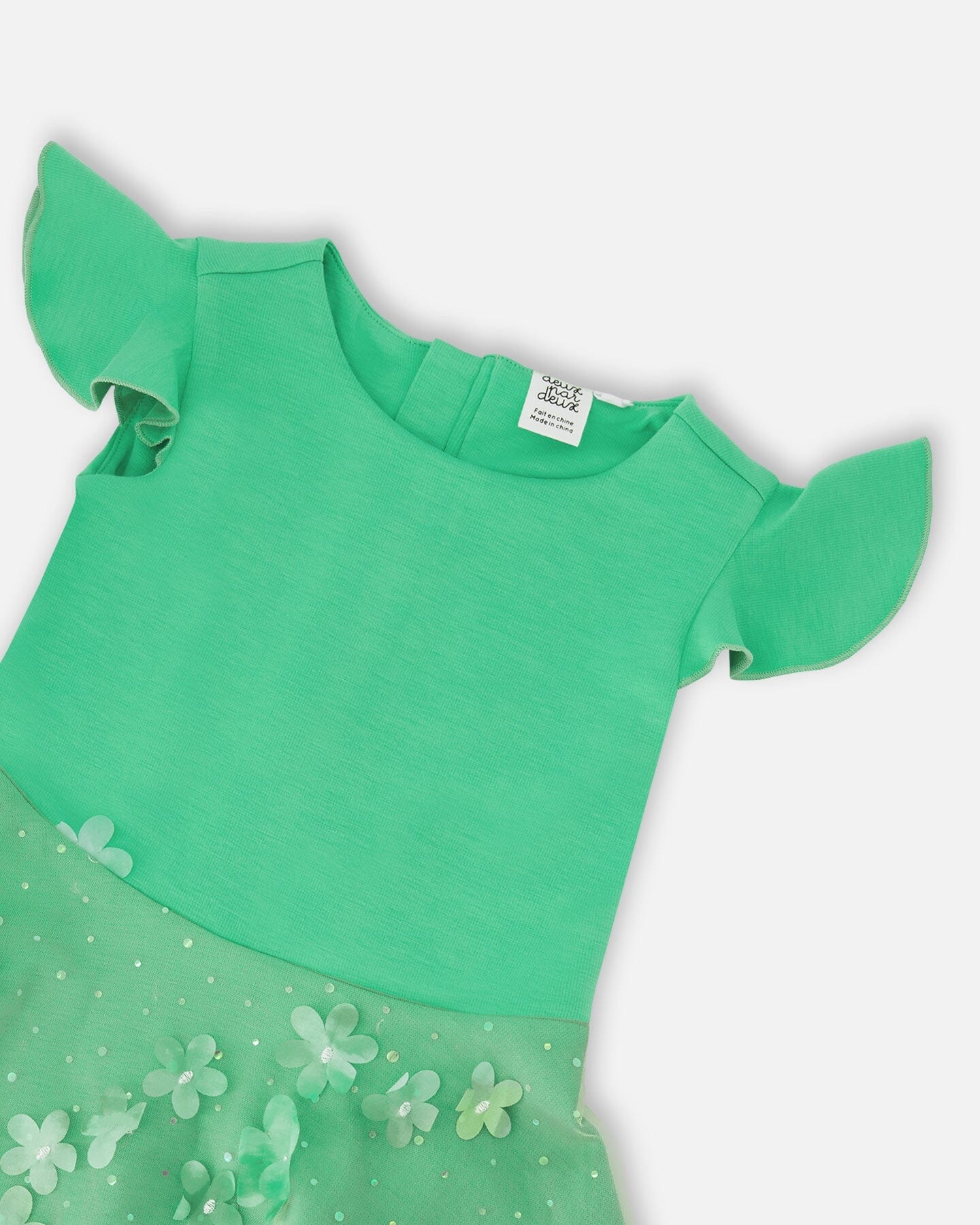 Bi-Material Dress Bright Mint Green