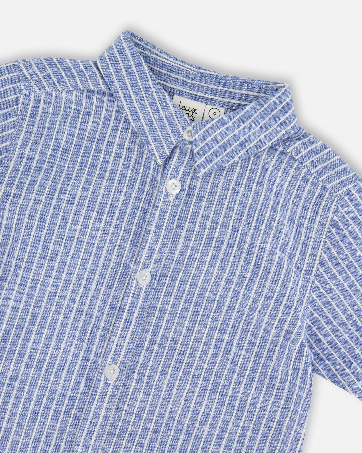 Printed Chambray Short-Sleeve Shirt Blue Denim Stripes