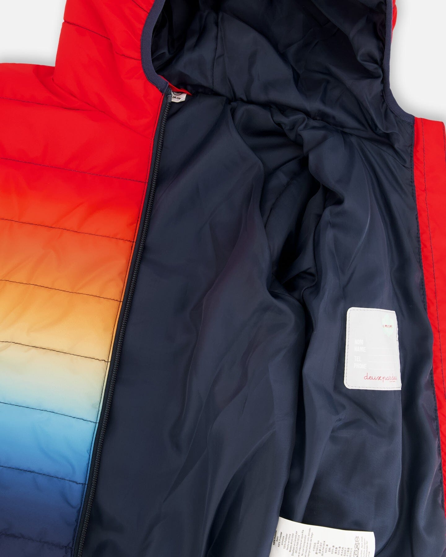 Quilted Mid-Season Jacket Orange And Blue Gradient