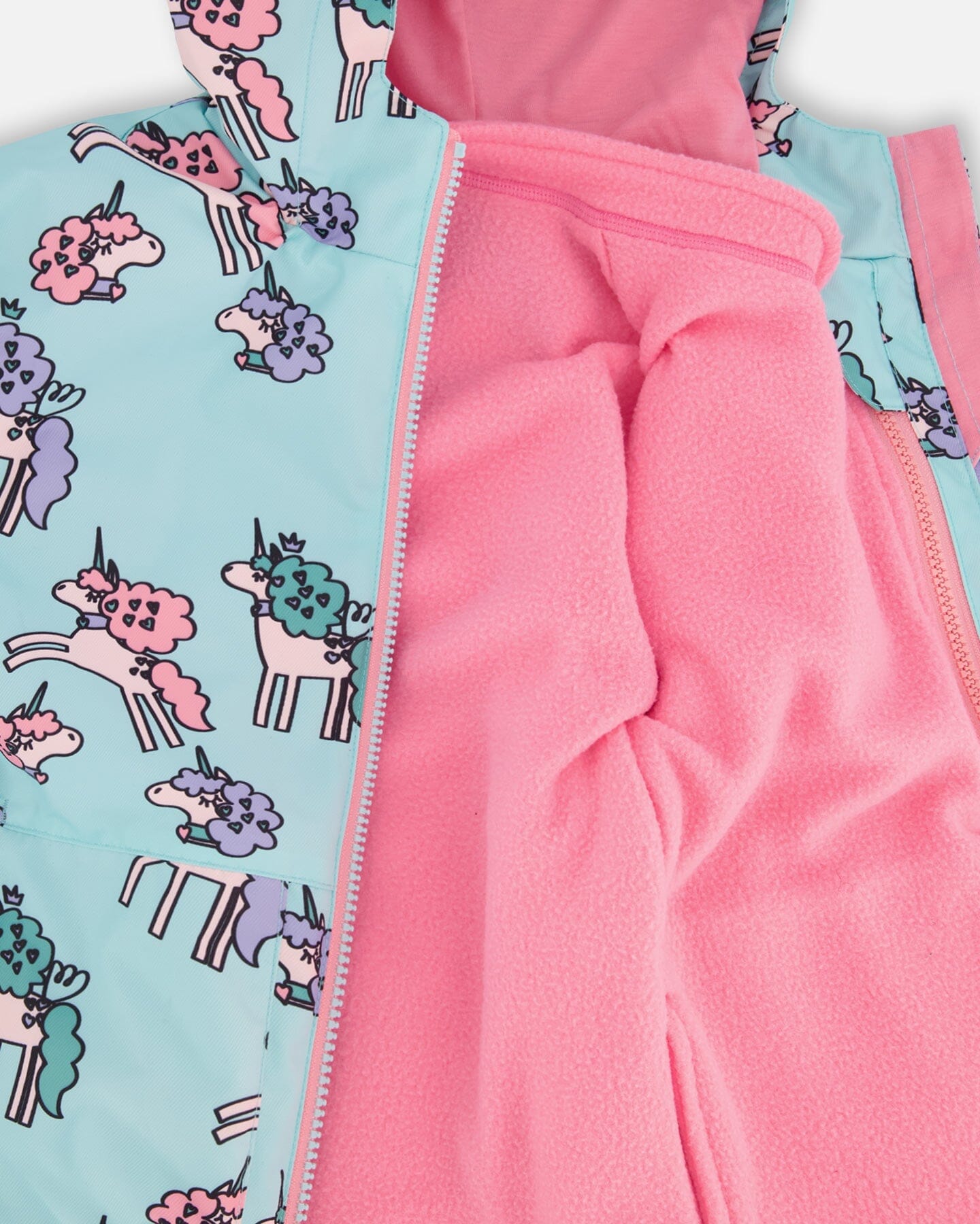 3-In-1 Two-Piece Mid-Season Outerwear Set Blue Unicorn Print