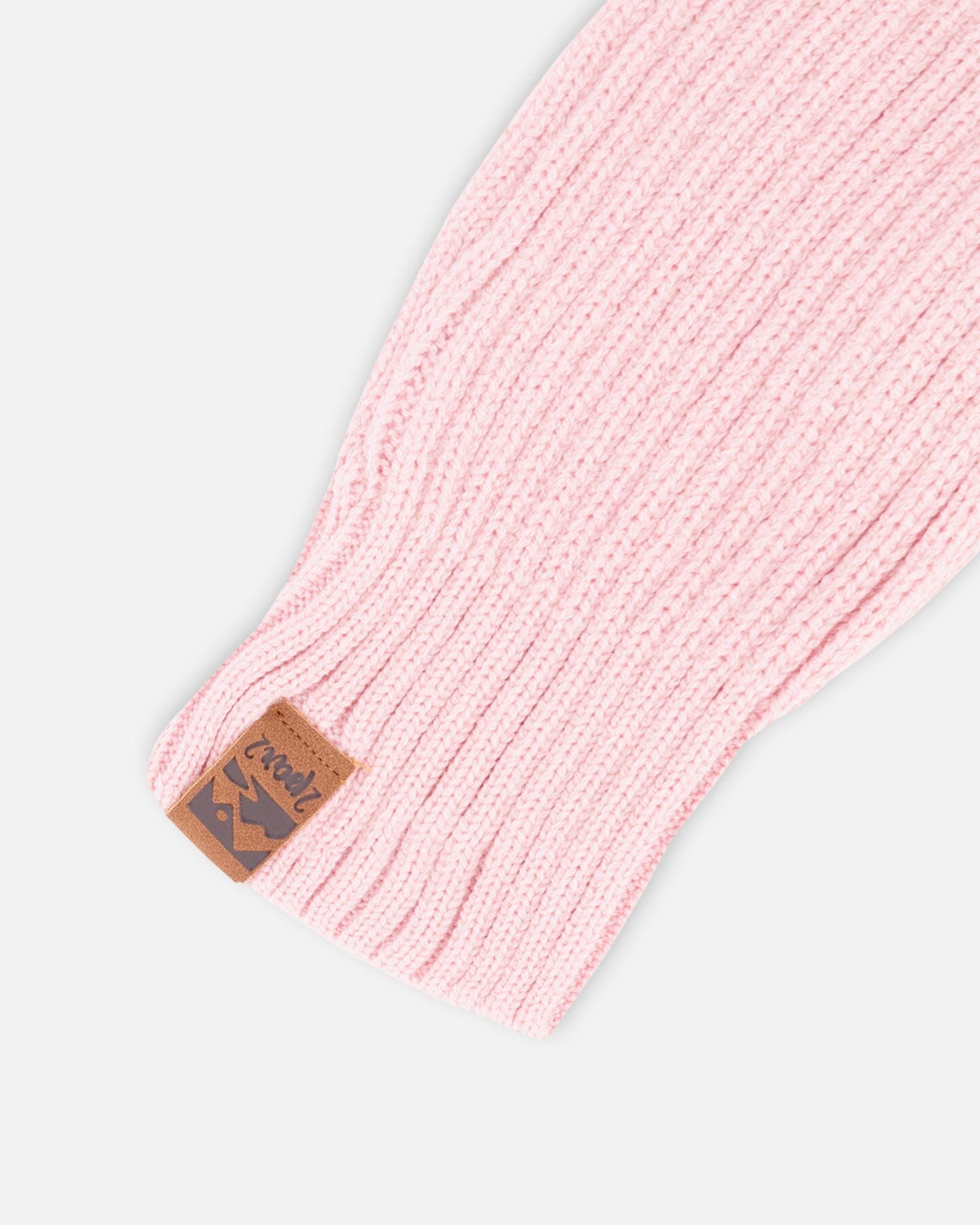 Ribbed Knit Mittens Pale Pink