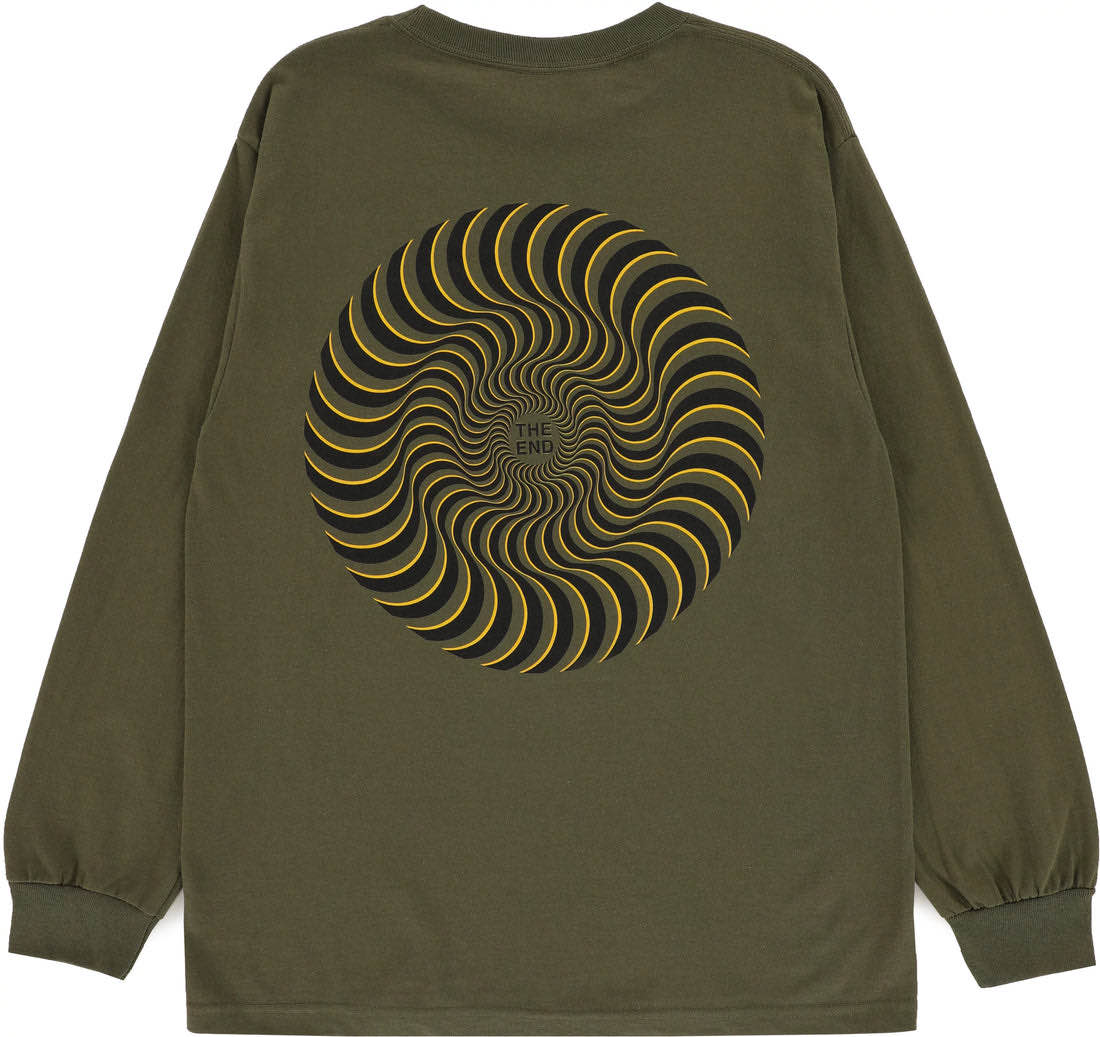 Spitfire 'Classic Swirl Overlay' L/S Tee - Green Military
