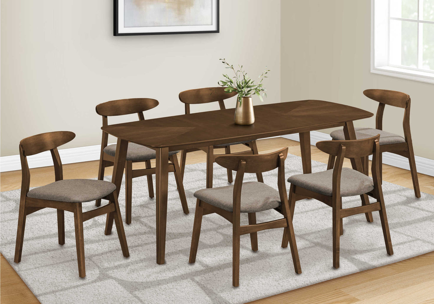 Brown Walnut Veneer Dining Table - Monarch (I1364)