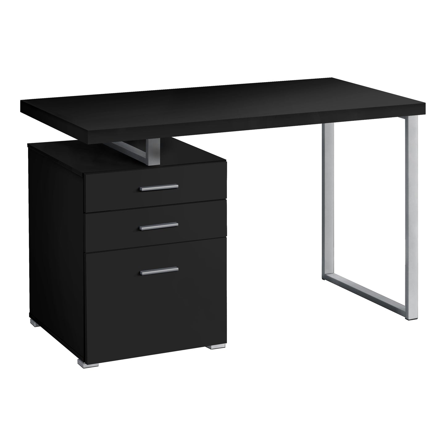 Modern computer desk in black and metallic gray (I 7649)