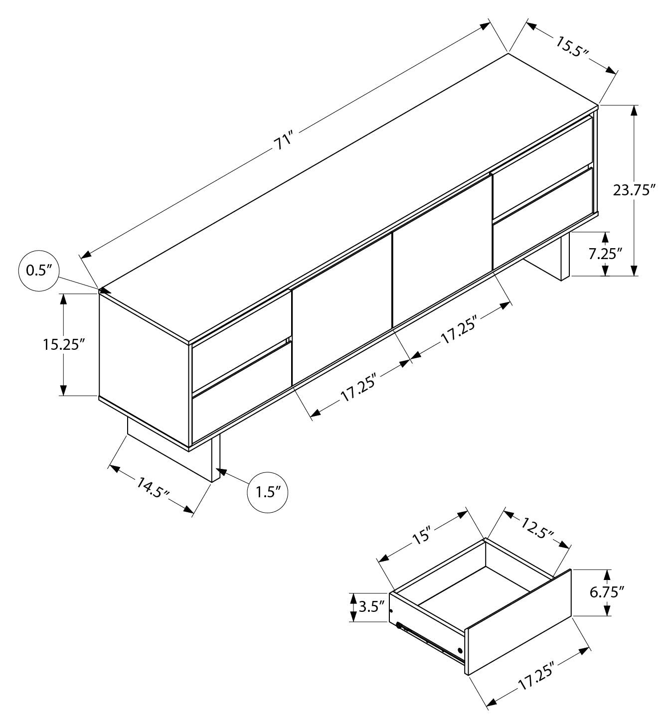 TV Stand - Faux wood brown with storage (I2718)