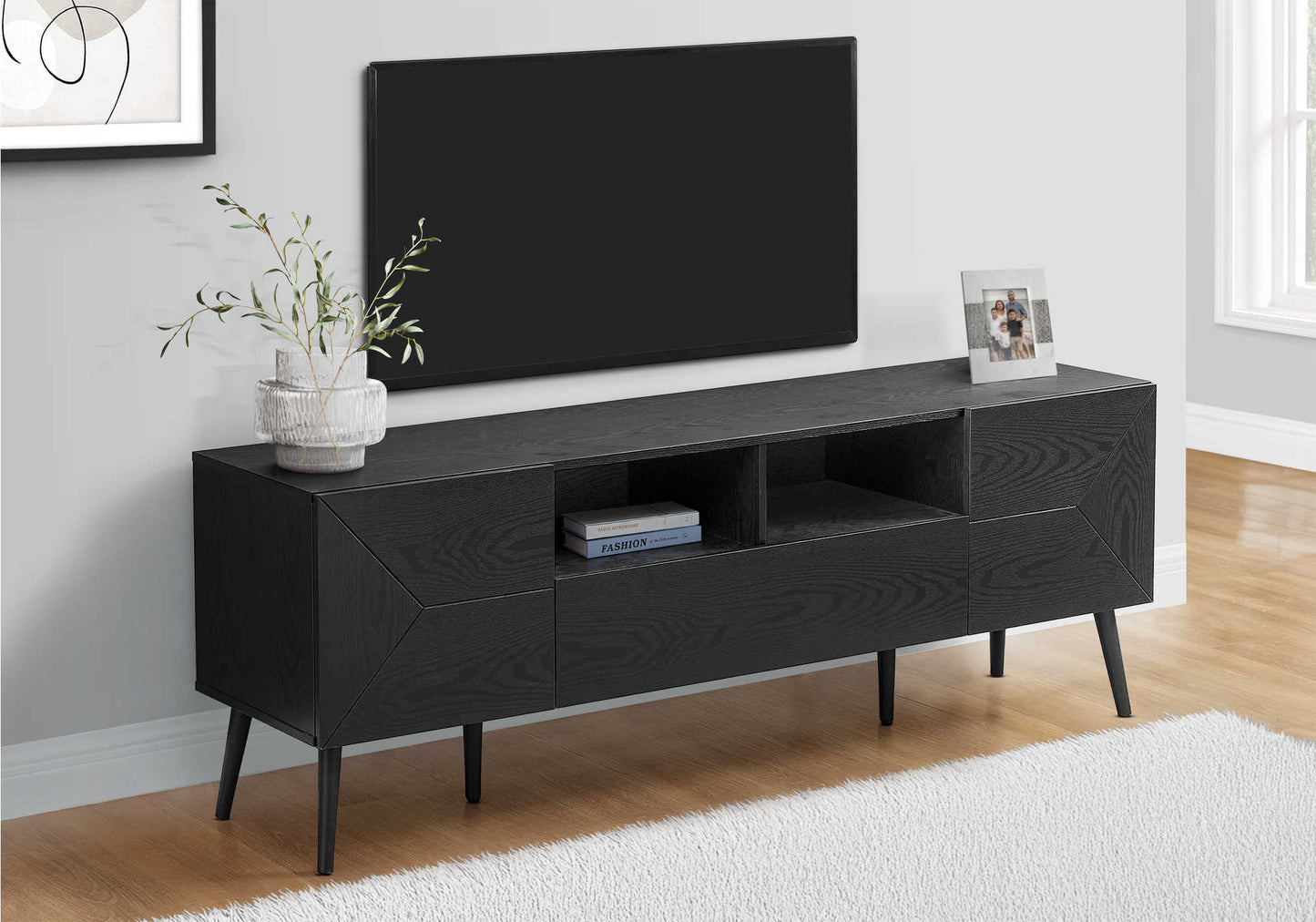 Black Faux Wood TV Stand - Monarch (I2754)