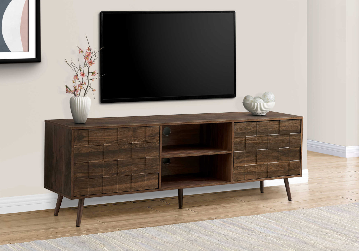 Meuble TV plaqué noyer foncé - Monarch (I2787)