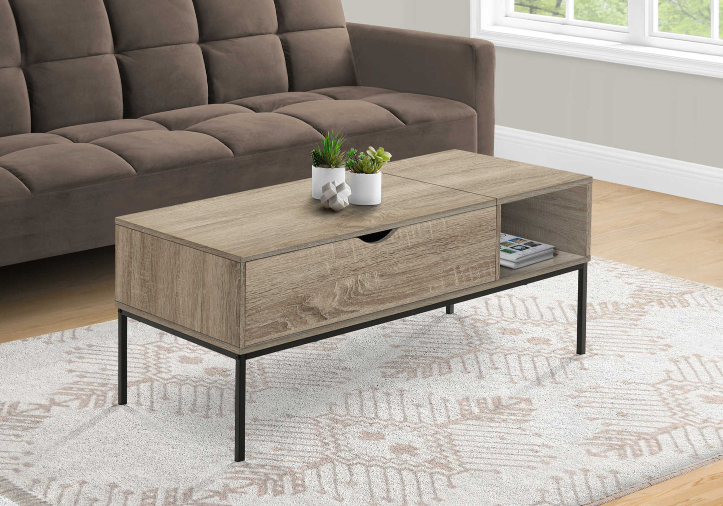 Table basse en métal noir, taupe - Monarch (I3806)