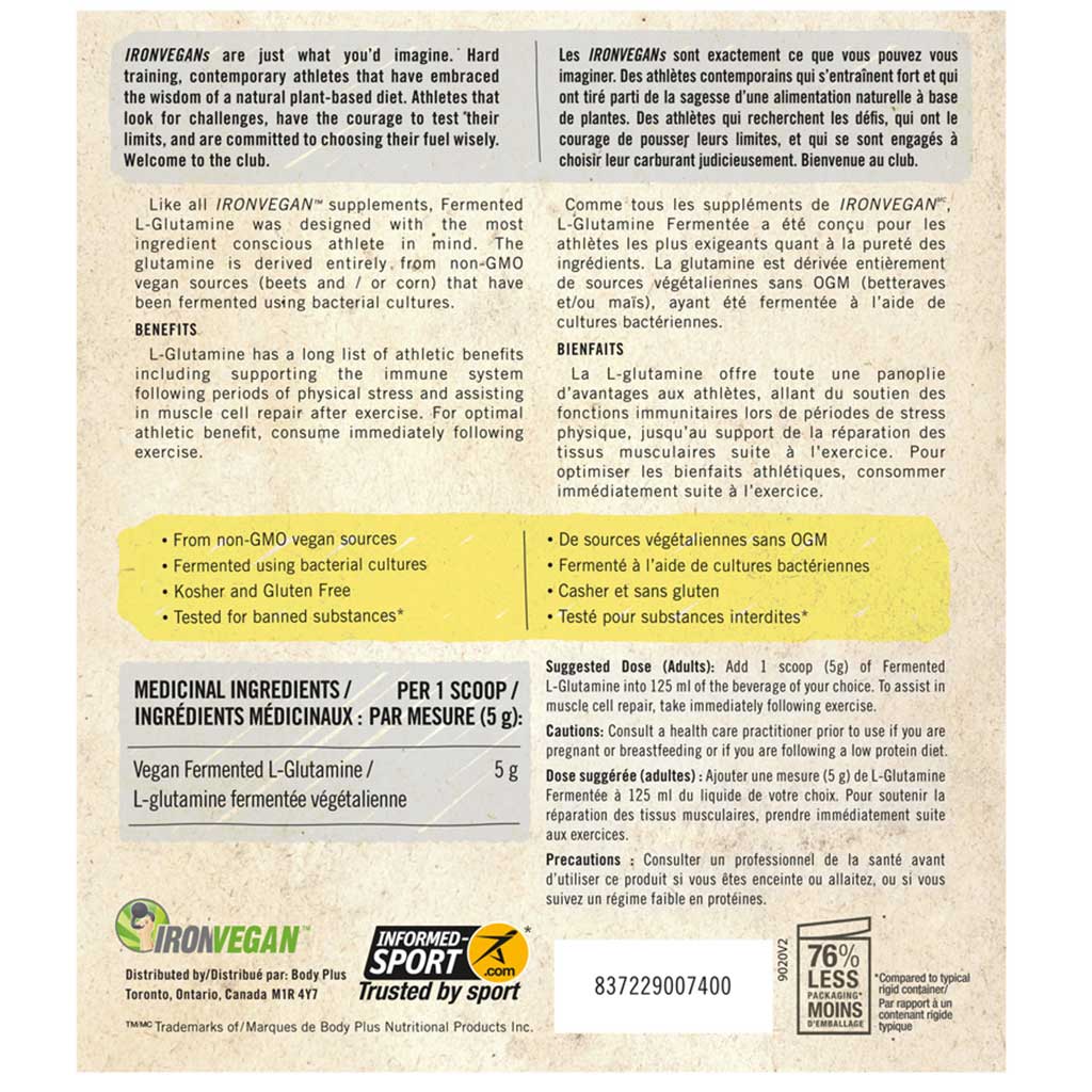 Iron Vegan FERMENTED L-GLUTAMINE, 400g