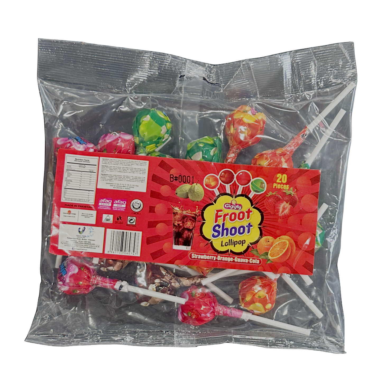 Giggly Froot Shoot Lollipops 20Pcs