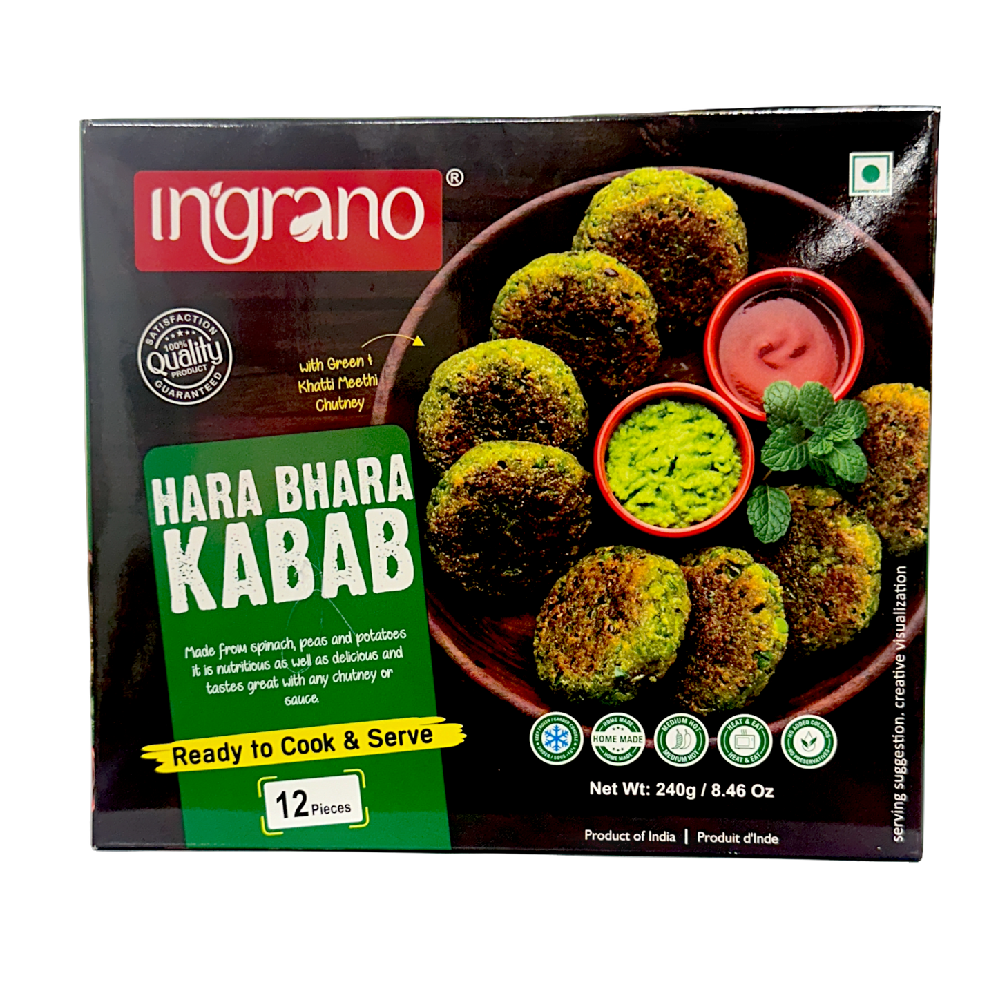 Ingrano Hara Bhara Kabab (12 Pcs) 240g