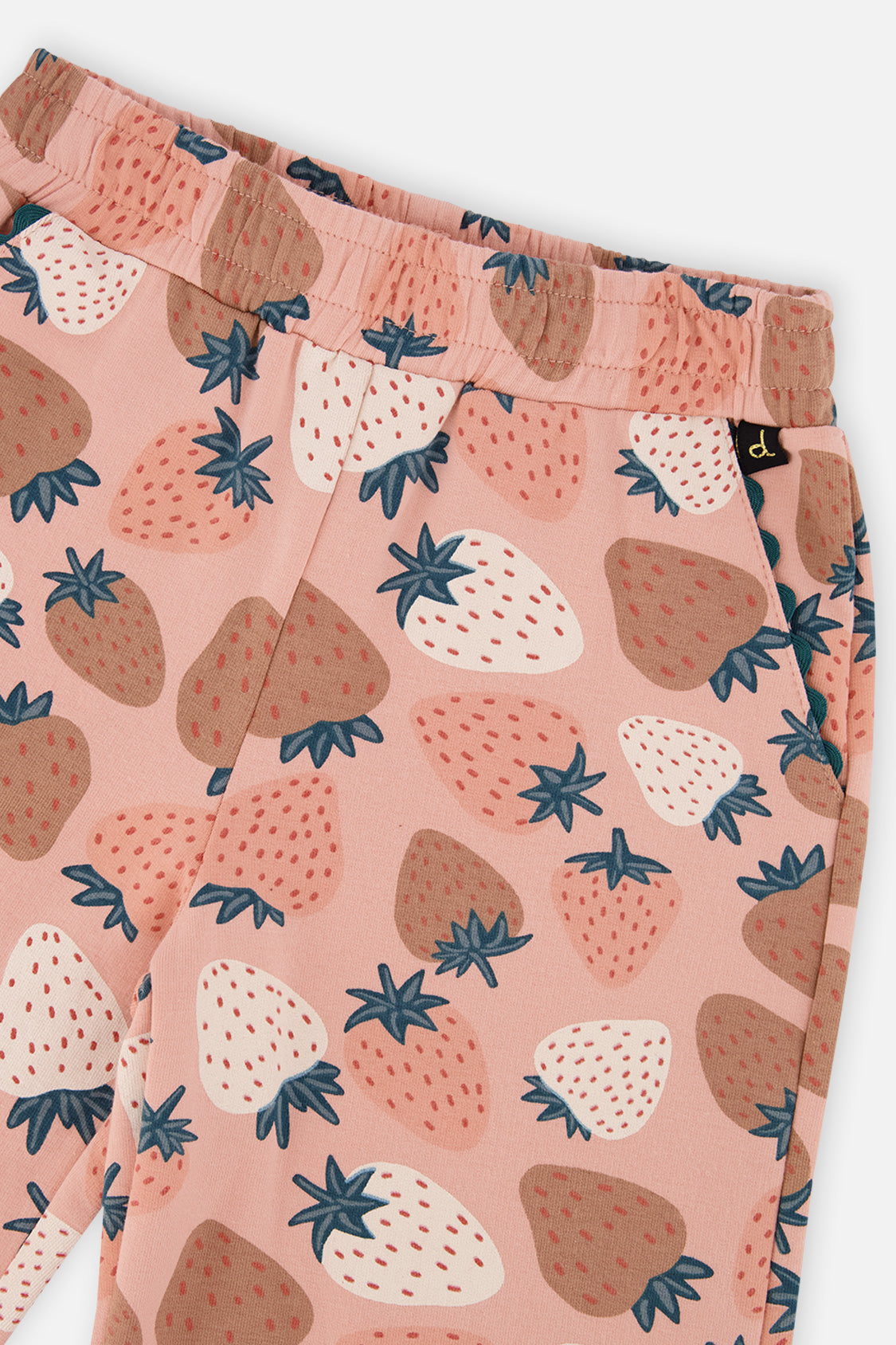 Wide Leg Sweatpants Pink Strawberry Print