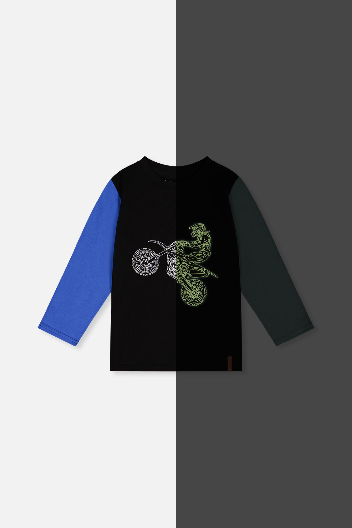 Long Sleeve T-Shirt Black, Blue And Green