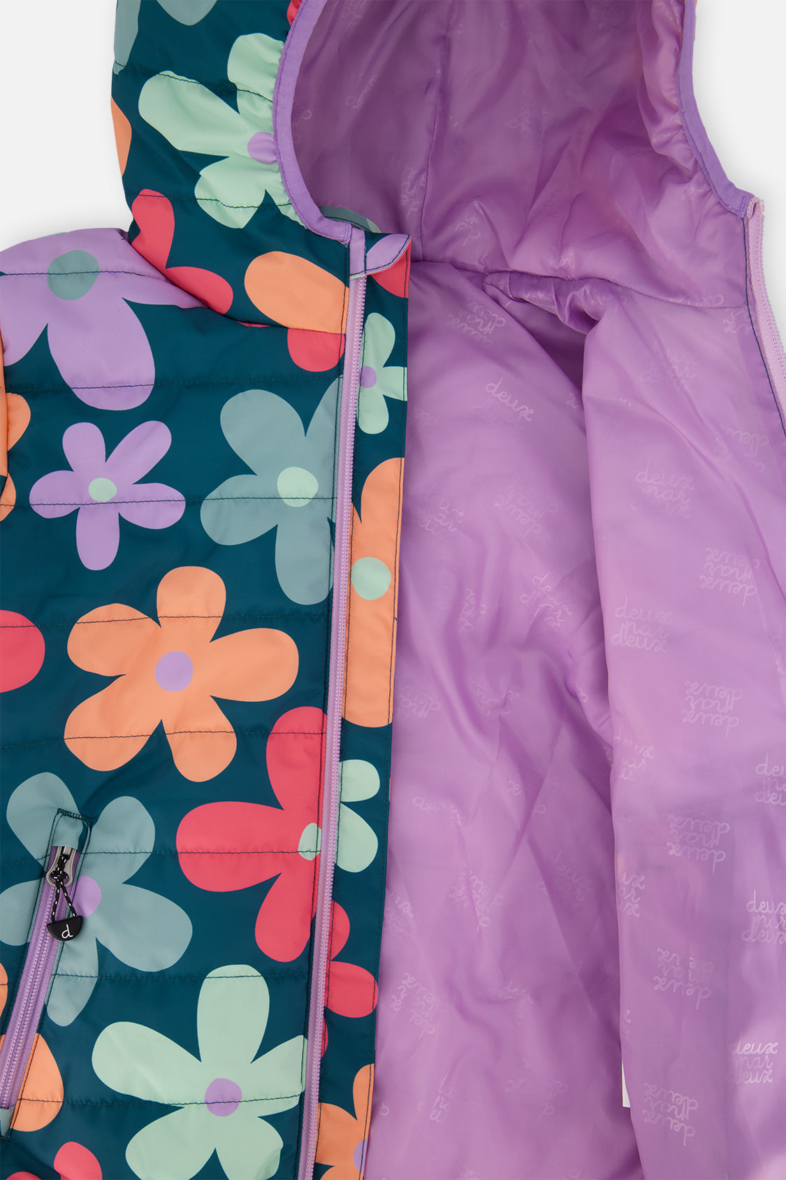 Quilted Mid-Season Jacket Green Floral Print