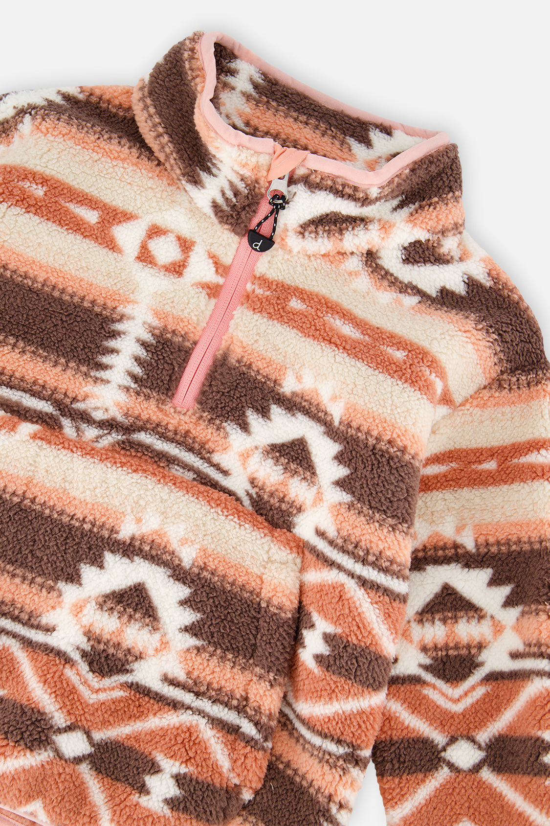 Mid-Season Plush Pullover Jacket Aztec Pink