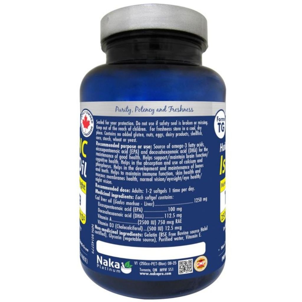 Naka Platinum ICELANDIC COD LIVER OIL, 1250 mg, 80 softgels