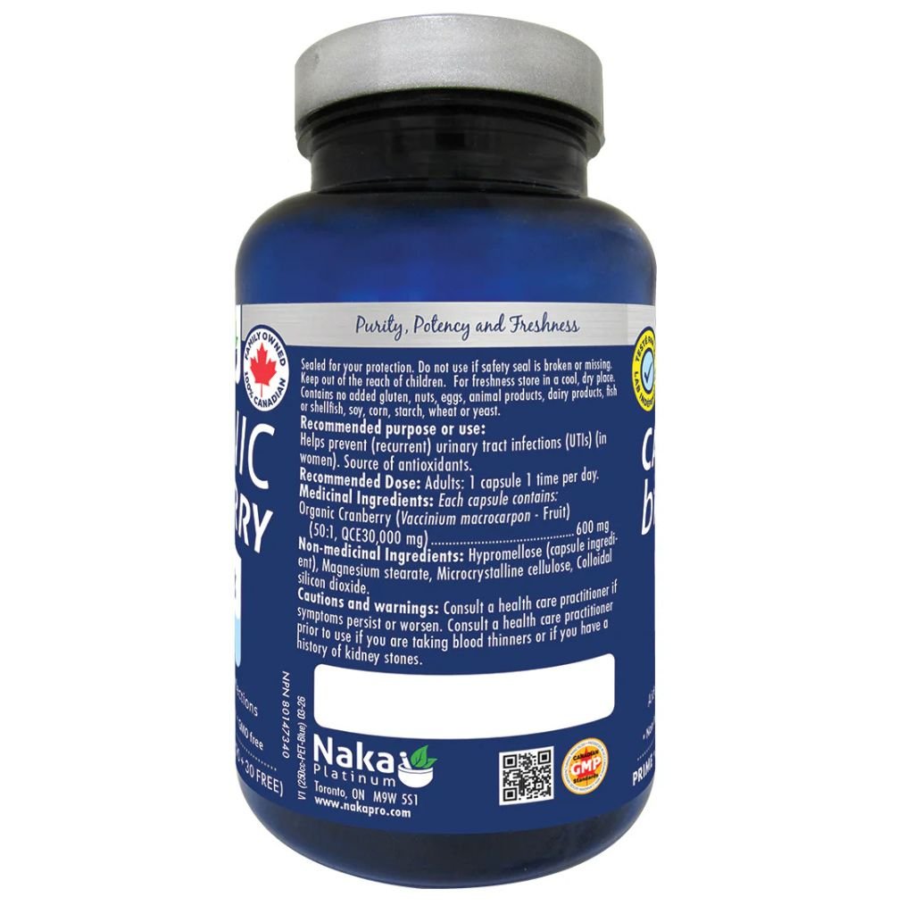 Naka Platinum ORGANIC CRANBERRY 600mg, 120 VCaps