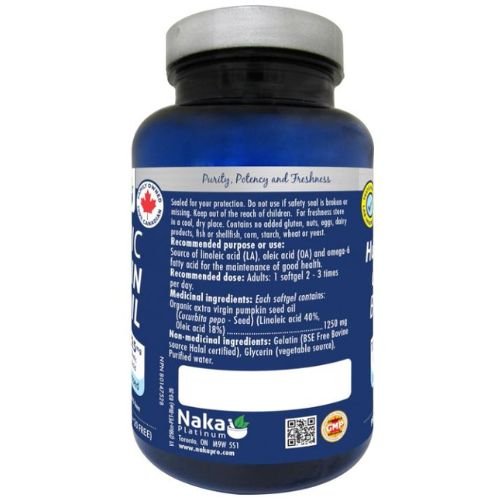 Naka Platinum ORGANIC PUMPKIN SEED OIL, 80 Softgels