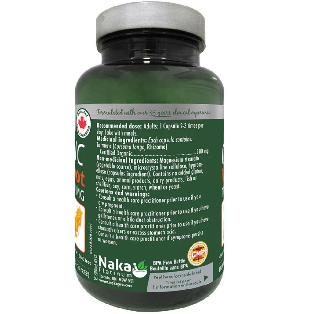 Naka Platinum ORGANIC WHOLE ROOT TURMERIC, 120 VCaps