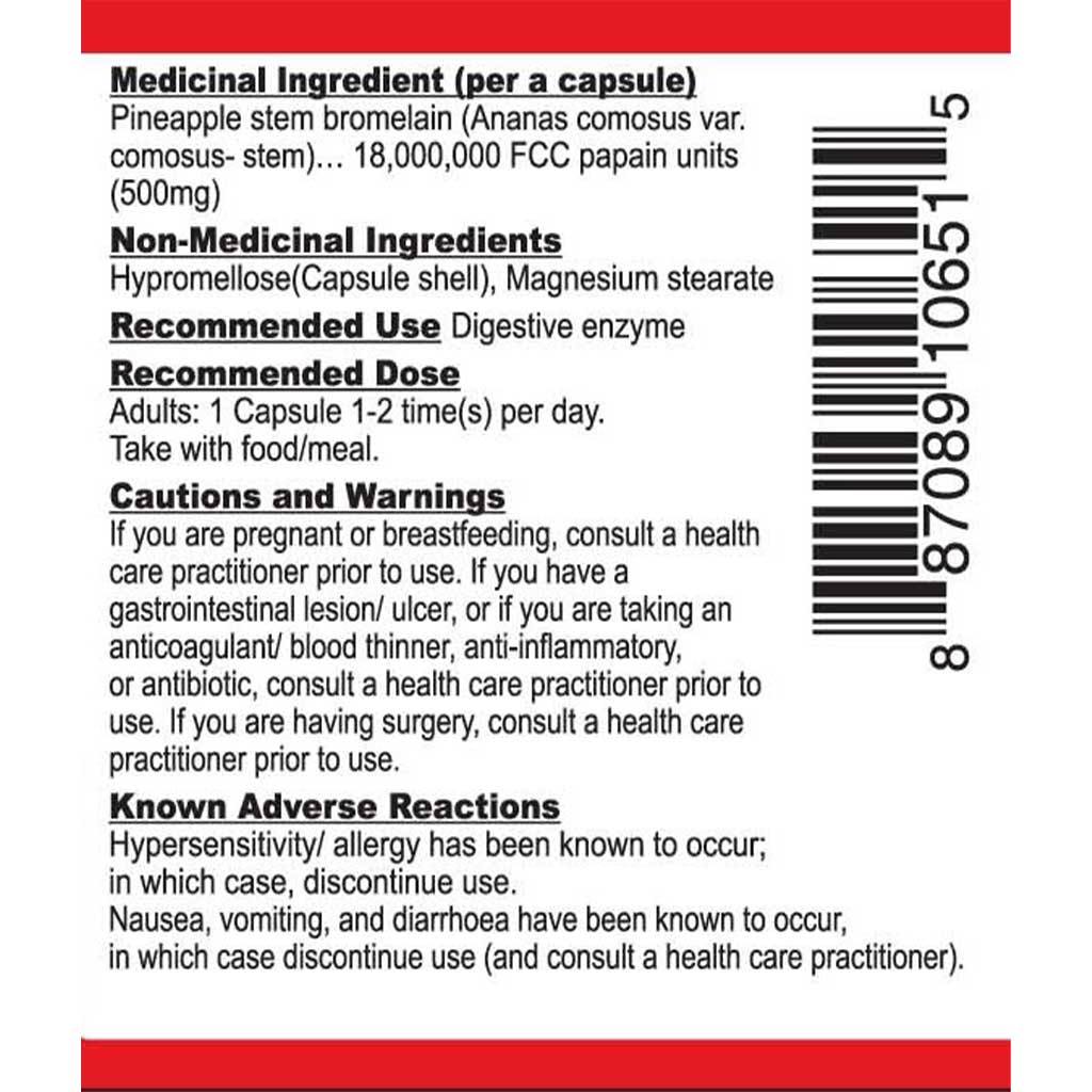 Nutridom BROMELAIN (Digestive Enzyme), 500mg x 60 VCaps