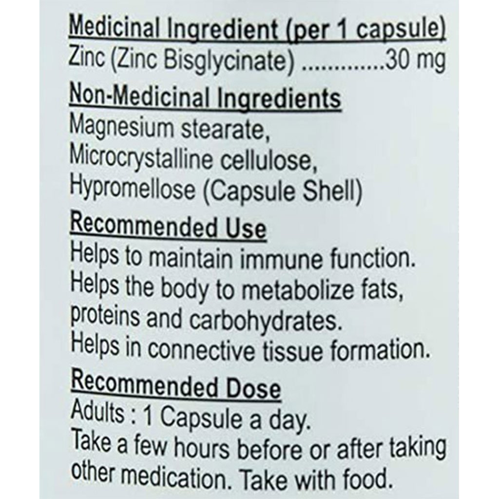 Nutridom ZINC BISGLYCINATE, 30mg, 60 VCaps