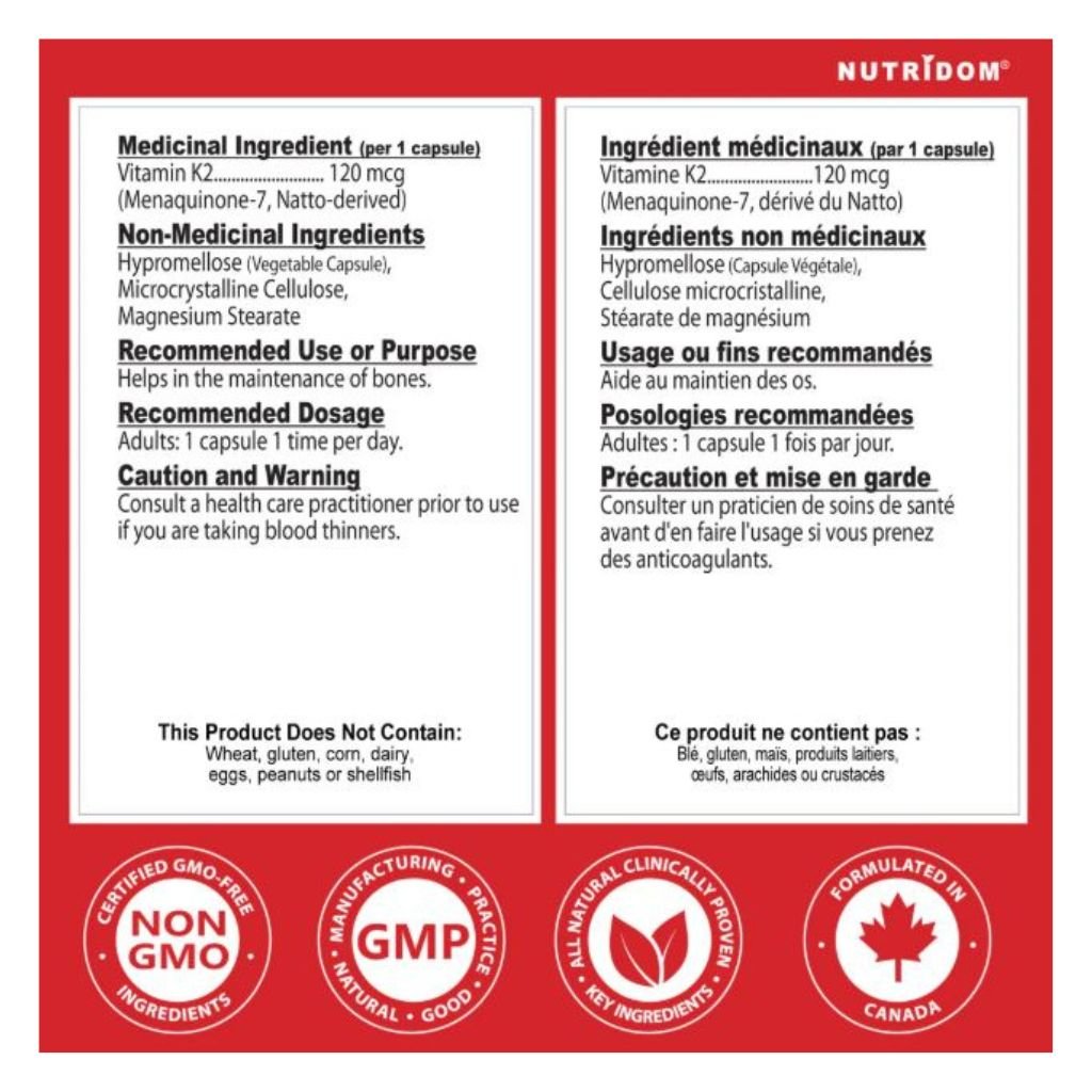 Nutridom VITAMIN K2 120mcg, 120 VCaps