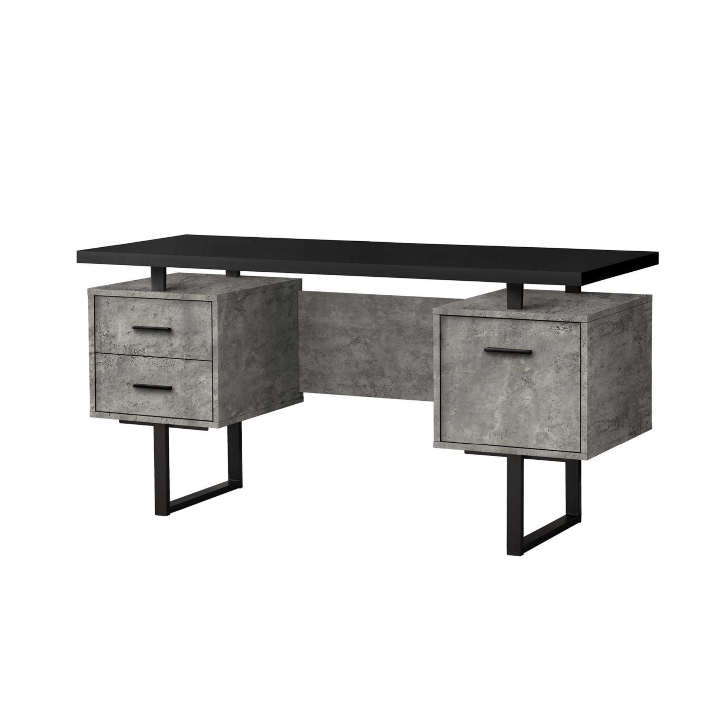Modern grey and metallic black computer desk (I 7632)